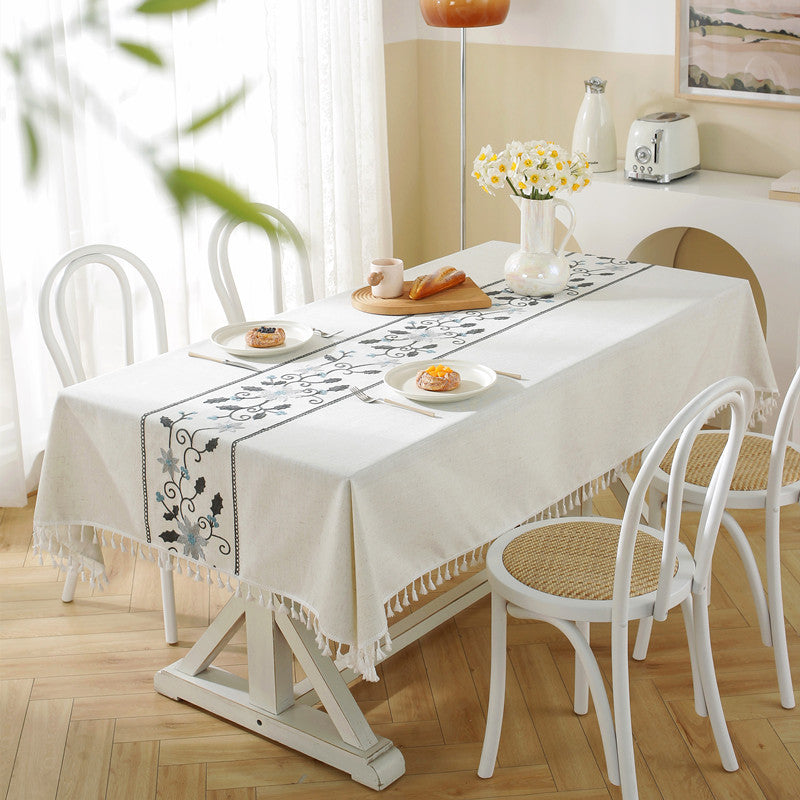 Elegant Geometric Fringe Tablecloth