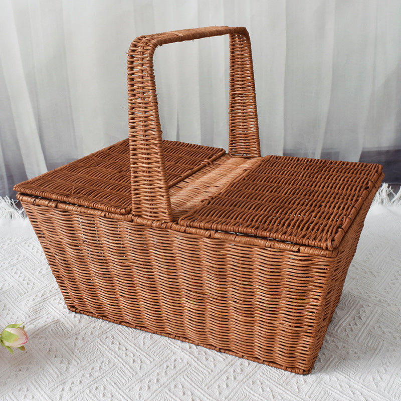 Handcrafted Woven Picnic Storage Basket Bowlift