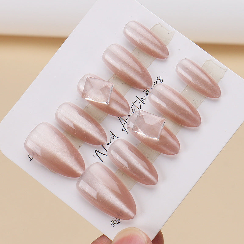 Stunning Almond-Shaped Press-On Nails Set with Decorative Accents Bowlift
