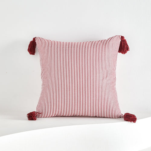 Striped Pattern Decorative Pillow with Tassels