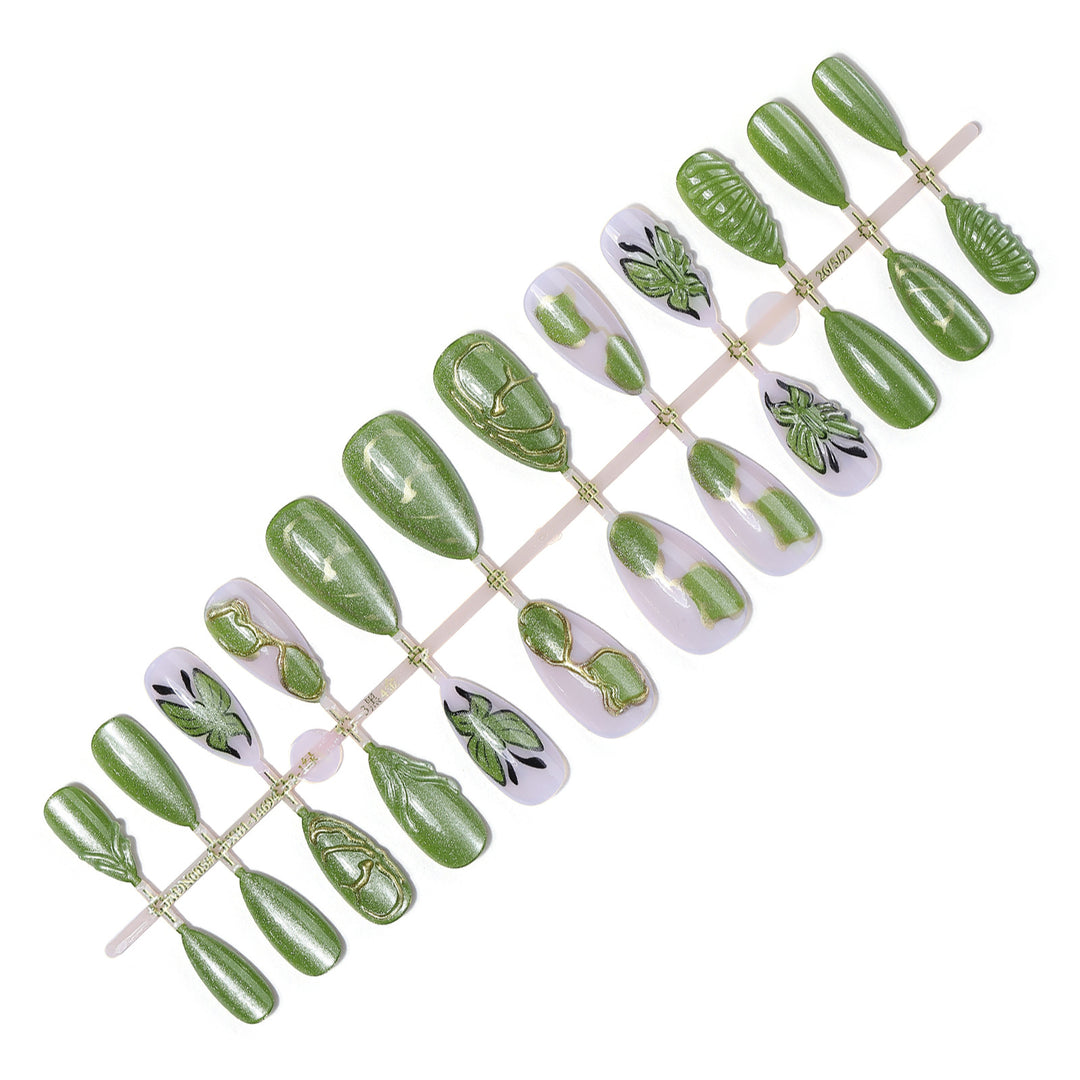 Nature-Inspired Press-On Nail Art Set Bowlift