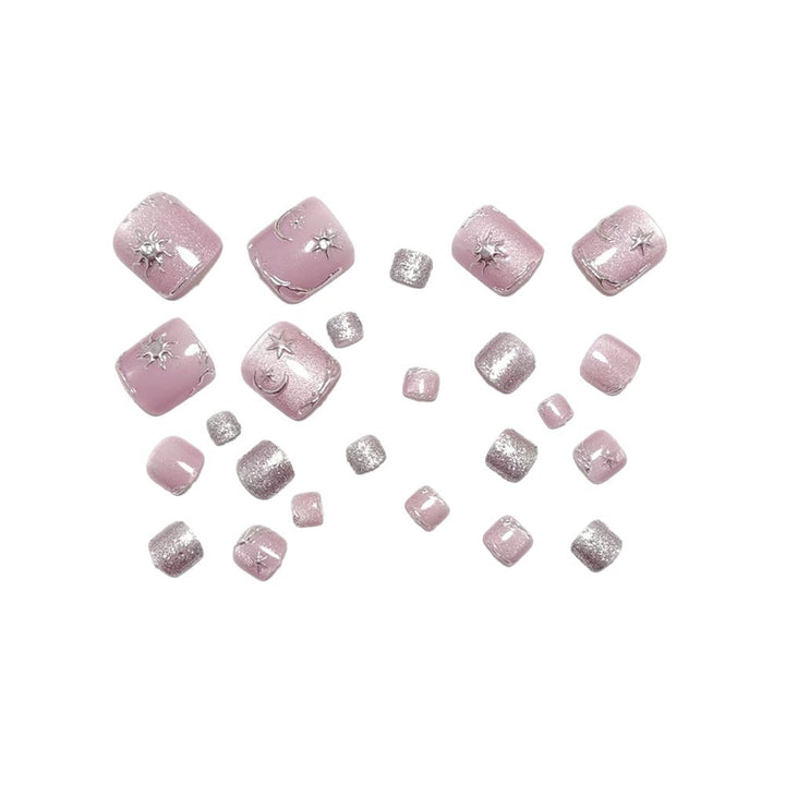 Nail art set with silver star and glitter accents Bowlift