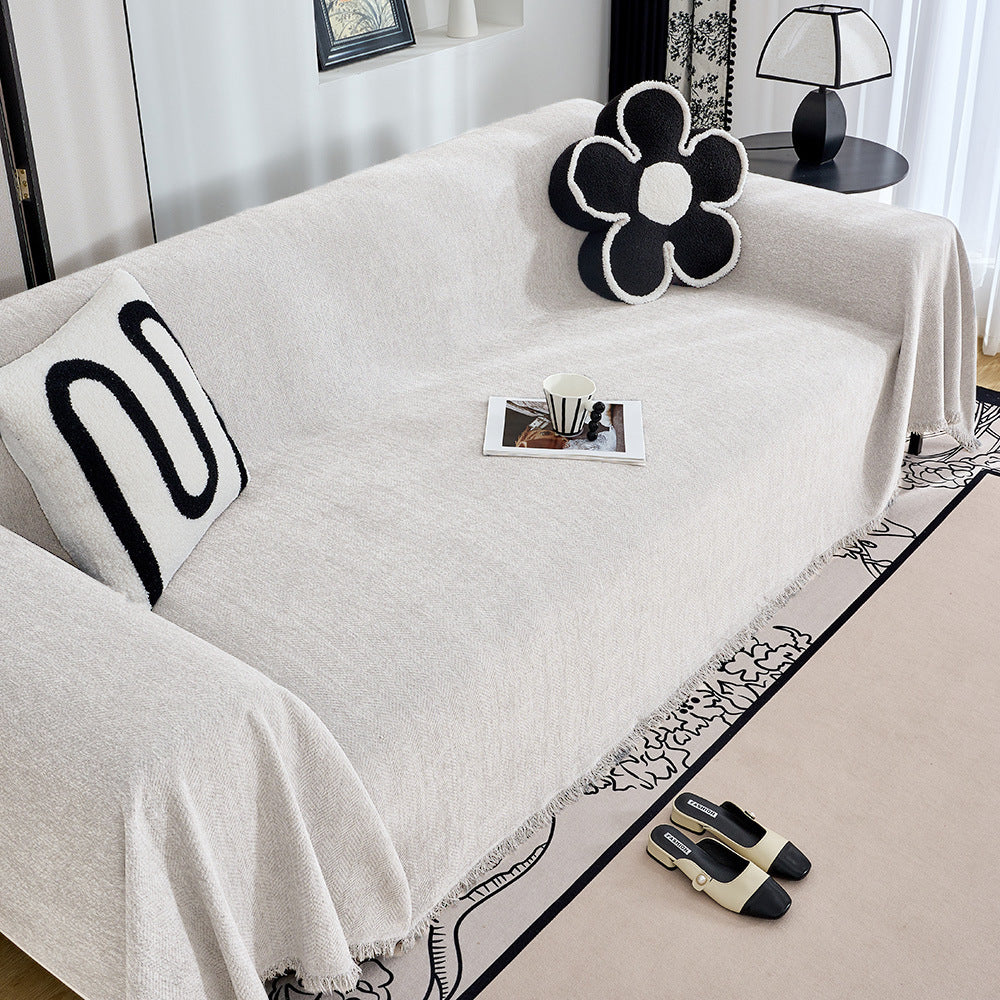 Textured Herringbone Pattern Sofa Throw Blanket