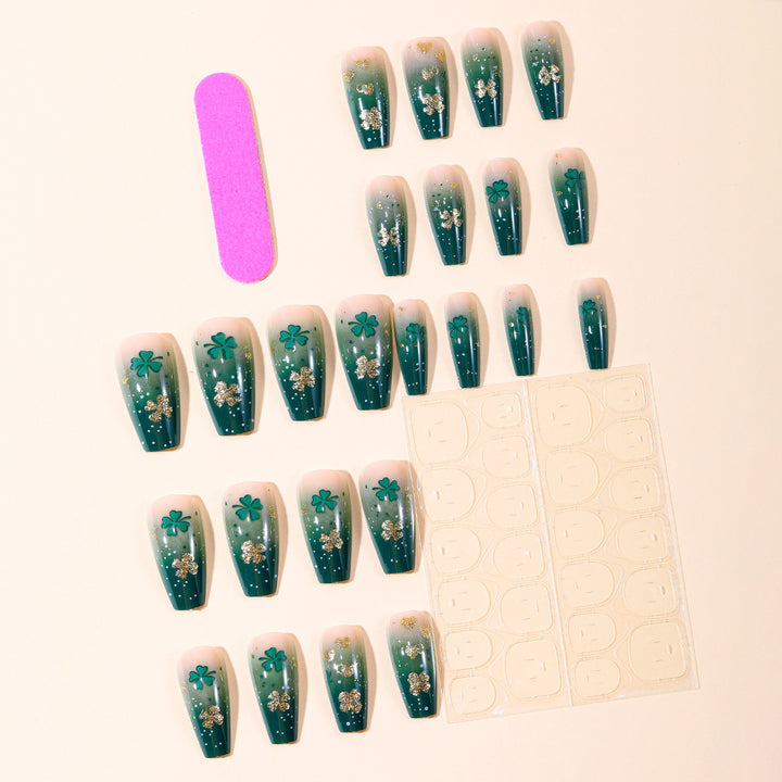 Decorative Shamrock Glitter Nail Art Extensions Bowlift