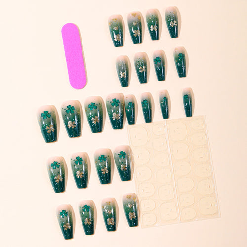 Decorative Shamrock Glitter Nail Art Extensions Bowlift