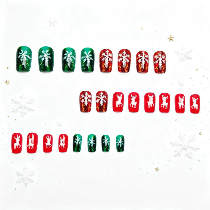 Artificial nails in festive reindeer and snowflake design Bowlift