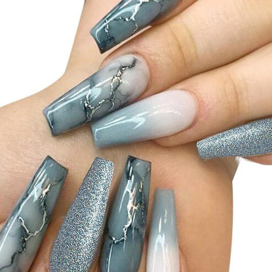 Artistic Marble Effect Press-On Nail Set Bowlift