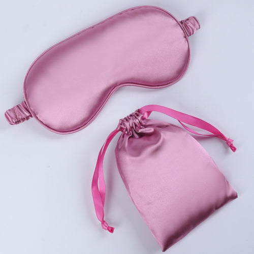 Women's nano silk sleep mask with padded eye area, adjustable elastic band, and storage pouch Bowlift