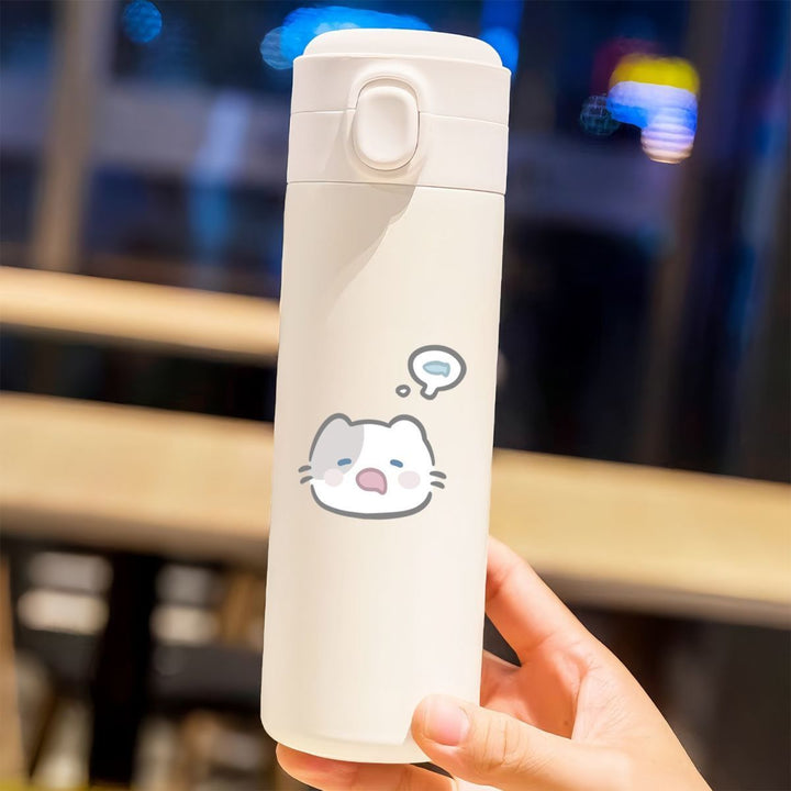 Women's insulated drinking bottle with secure flip-top lid and cute cat design Bowlift