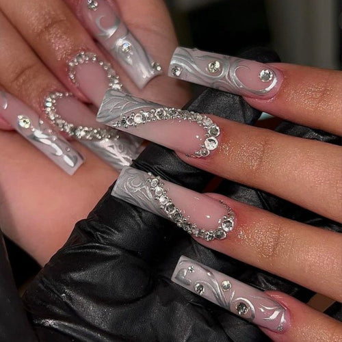 Rhinestone & Elegant Design Press-On Nails Bowlift
