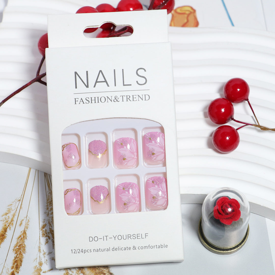 DIY Floral Design Press-On Nail Set Bowlift