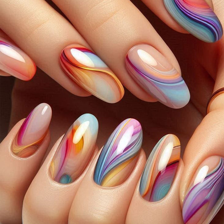 Artistic Swirl Design Press-On Nails Bowlift