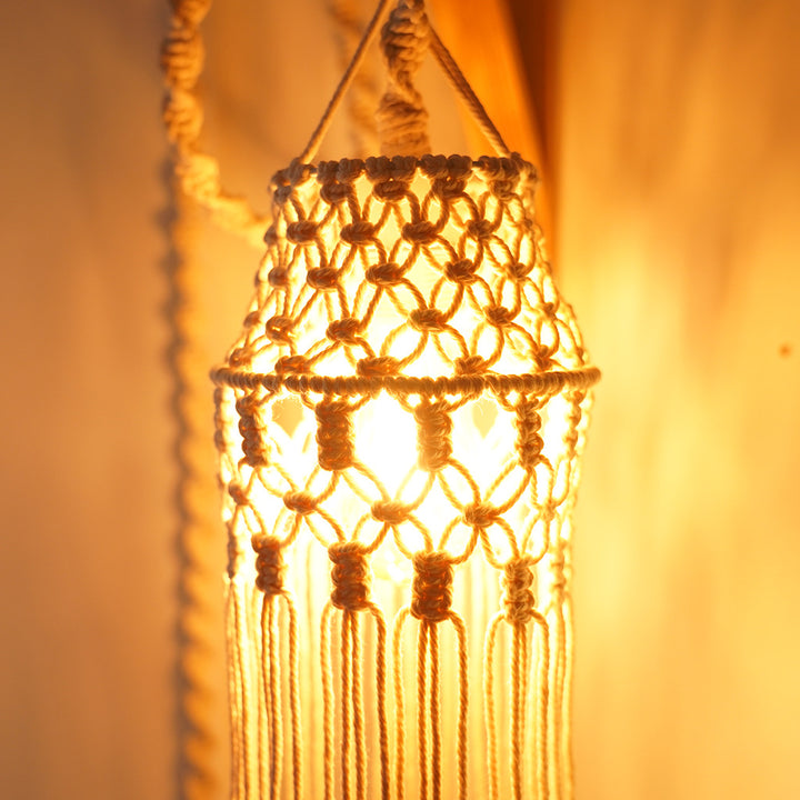 Decorative Macramé Pendant Light Bowlift