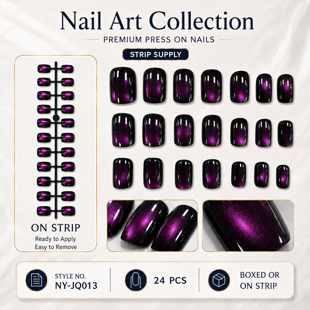 Premium Press-On Nails with Metallic Shine Bowlift