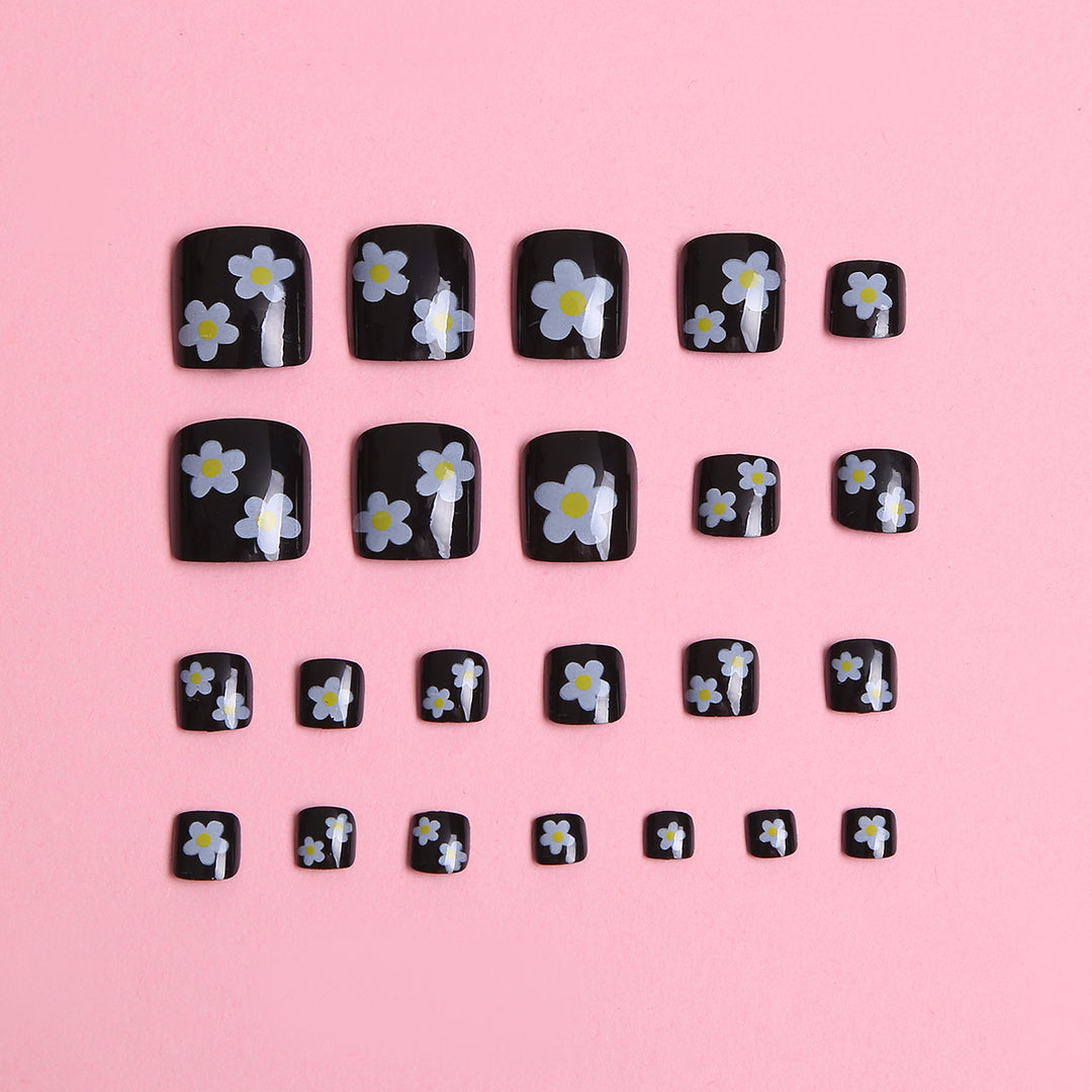 Floral Decorated Press-On Nail Set Bowlift
