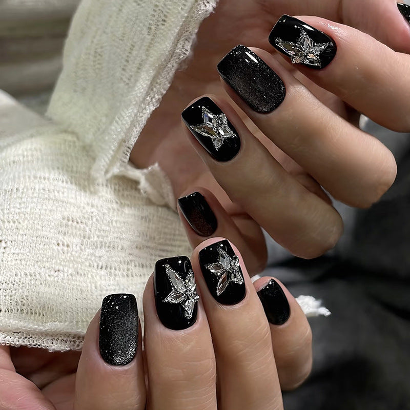 Glamorous Artificial Nail Tips with Rhinestone Details Bowlift