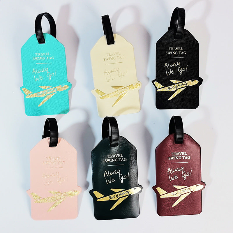 premium travel luggage tag with embossed airplane motif Bowlift