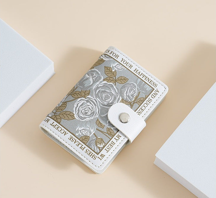 Elegant Rose Print Wallet Bowlift