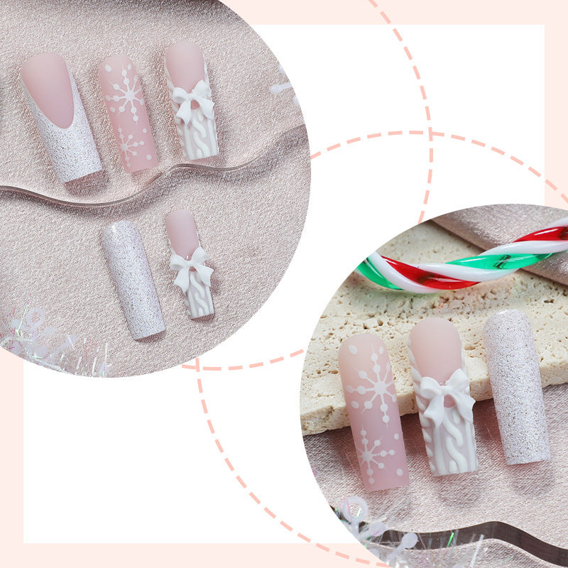 Artificial nail set with luxurious glitter and floral accents Bowlift