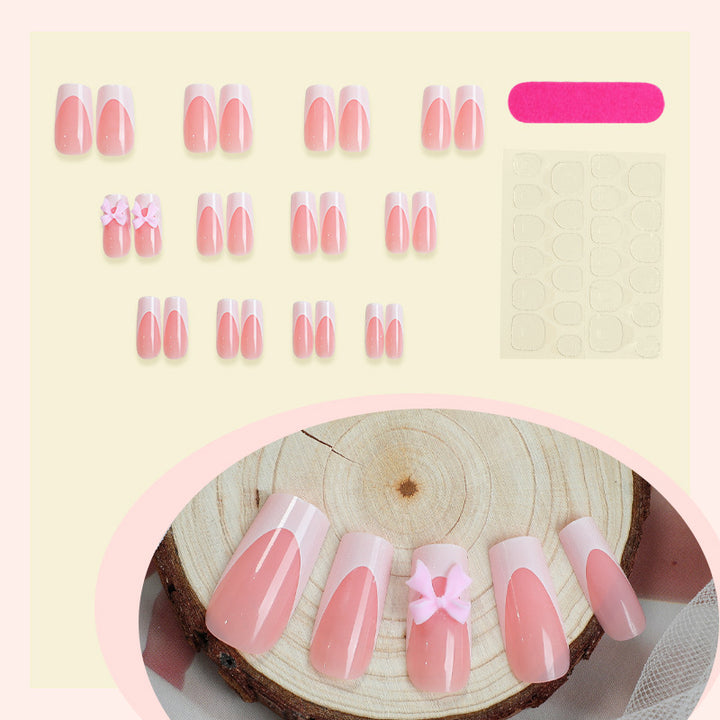 Decorative Press-On Nail Set with Elegant Bows Bowlift