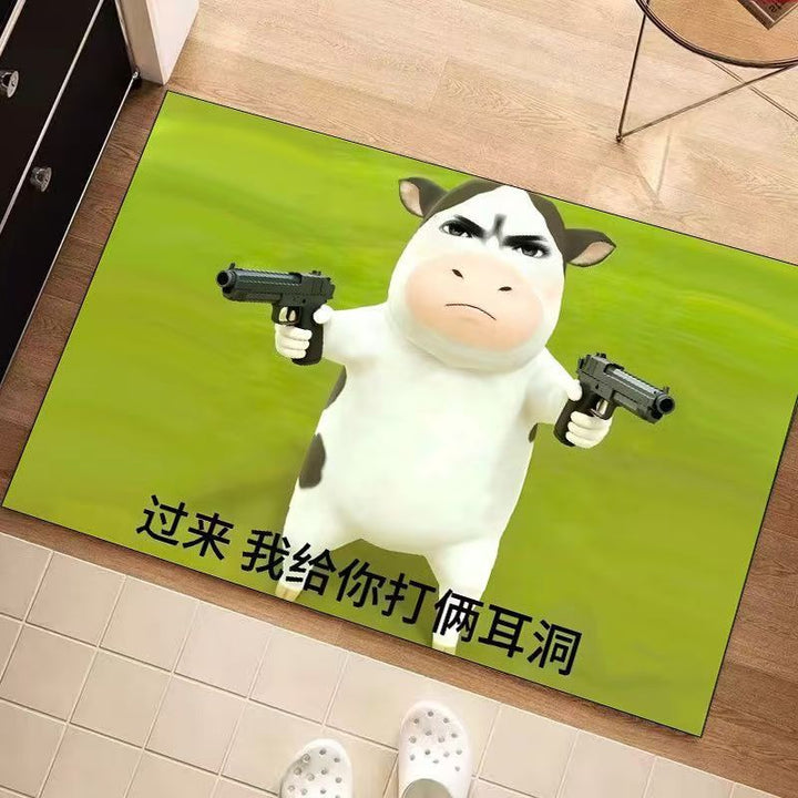 Funny Cartoon Cow Themed Bath Mat
