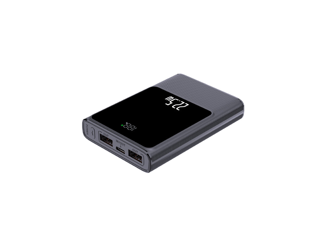 Portable power bank with smart LCD display and dual USB ports Bowlift
