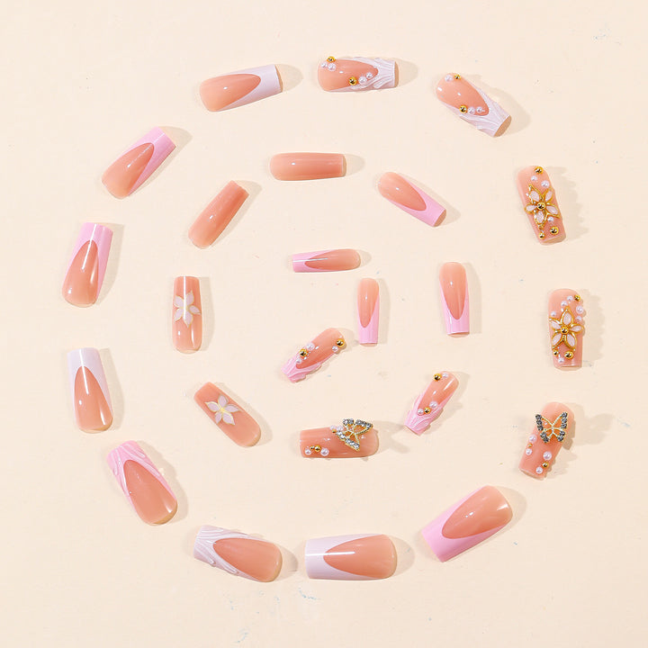 Floral Ornamented Acrylic Nail Art Extensions Bowlift