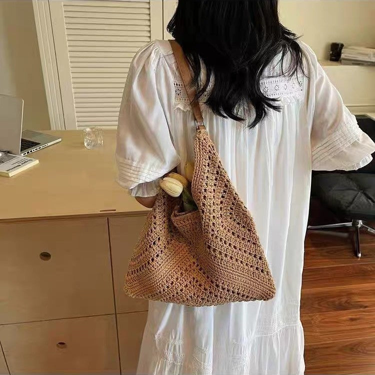 Knit shoulder bag with leather handles Bowlift