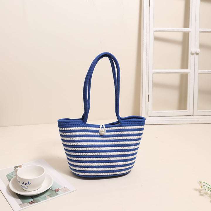 Trendy Basket Bag with Stylish Striped Pattern Bowlift