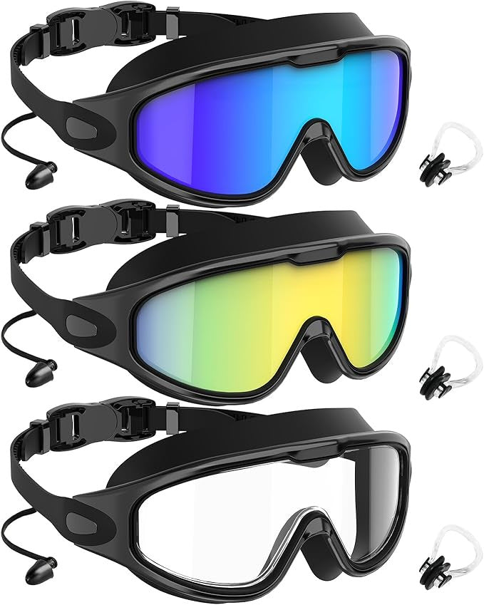 Diving mask with wide field of view and magnet holder Bowlift