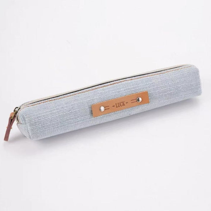 Slim Canvas Zipper Pencil Case with Leather Tag Bowlift