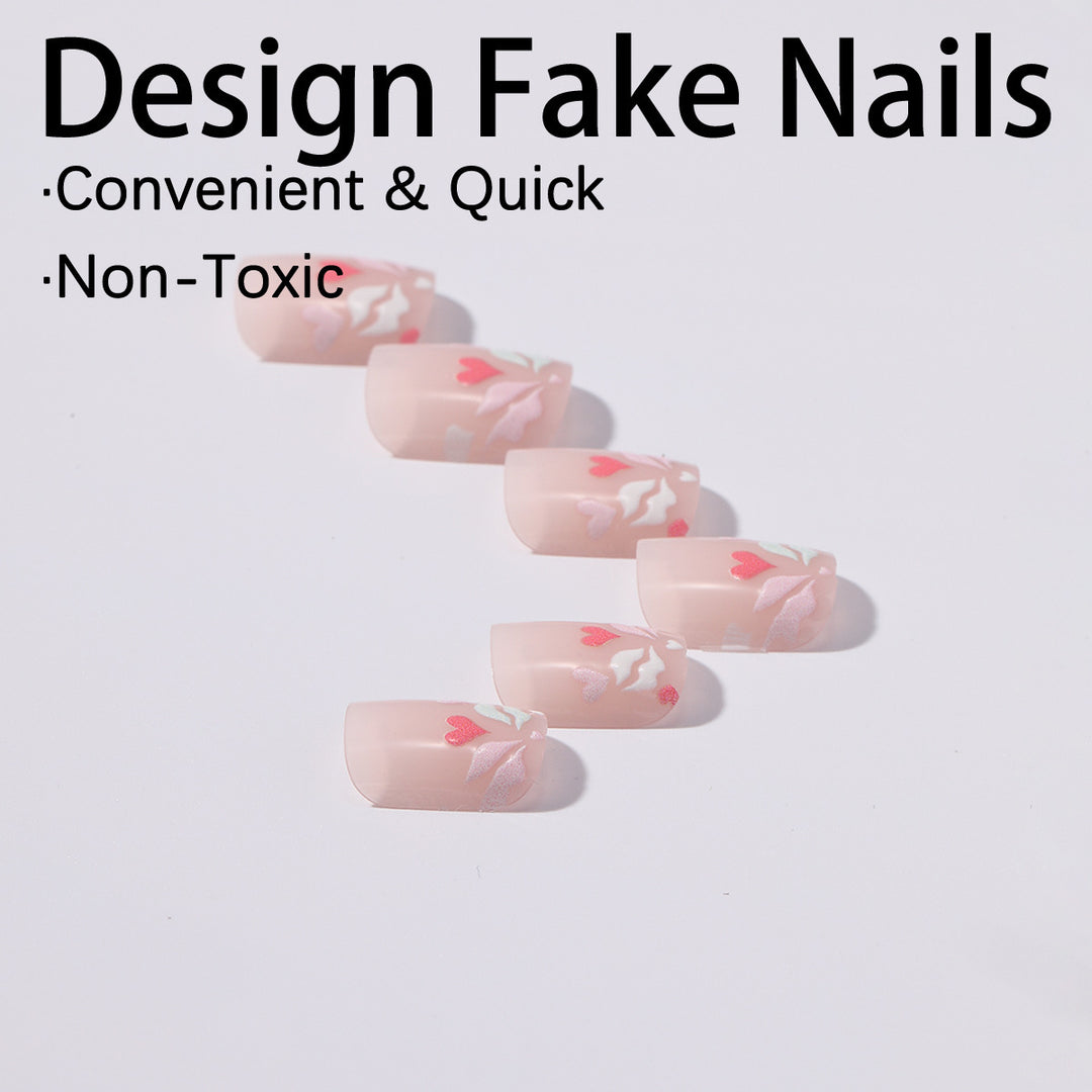 Nail art set with romantic heart and floral designs Bowlift