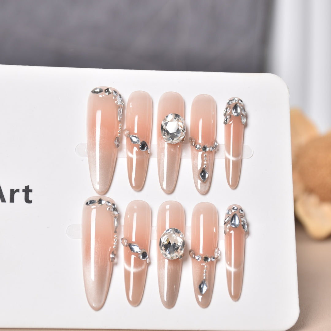 Decorative Press-On Nails with Gem Accents Bowlift