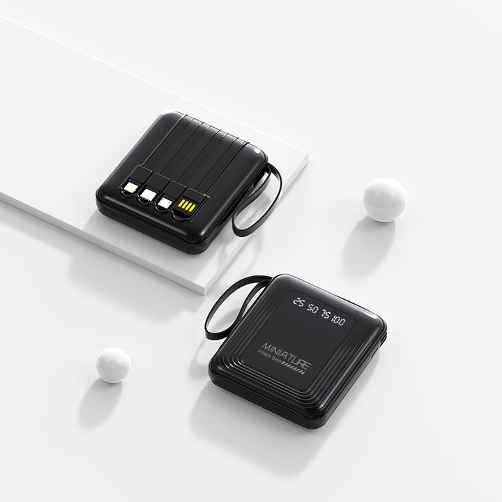 Mini power bank with integrated multifunction charging cable Bowlift