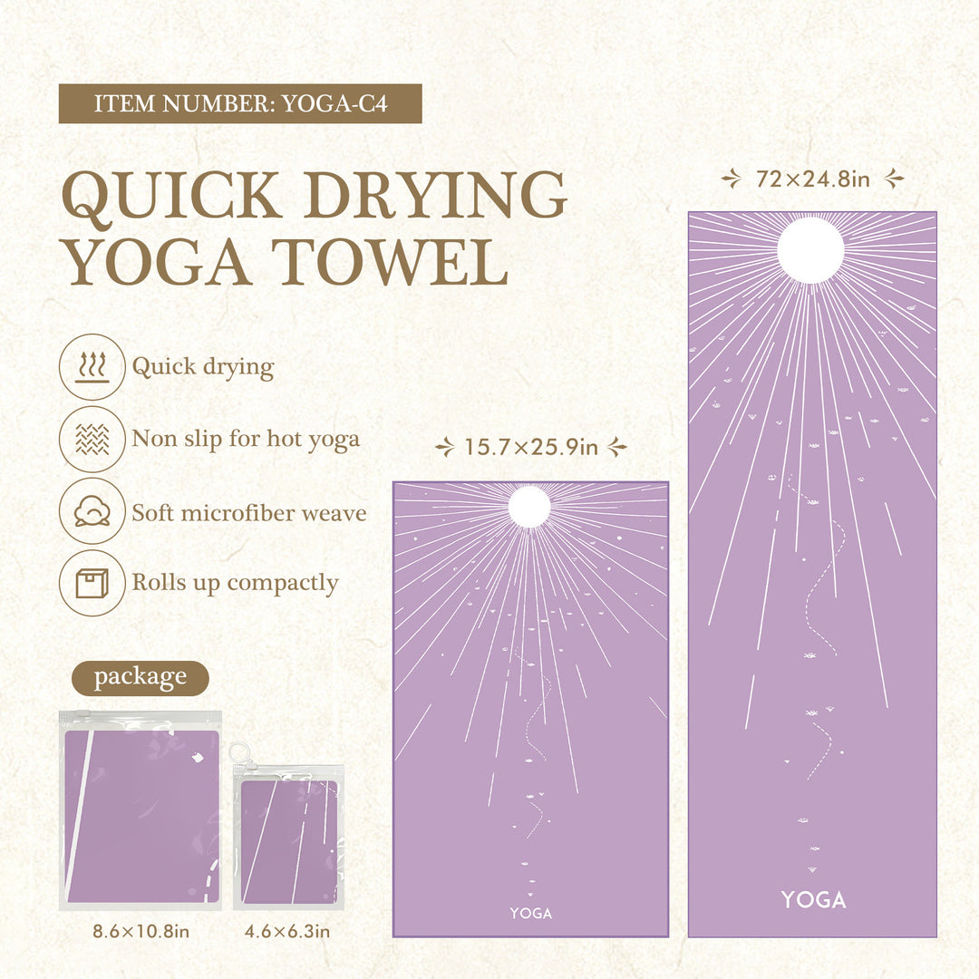 Quick-Drying Non-Slip Microfiber Yoga Towel with Mandala Grip Pattern Bowlift