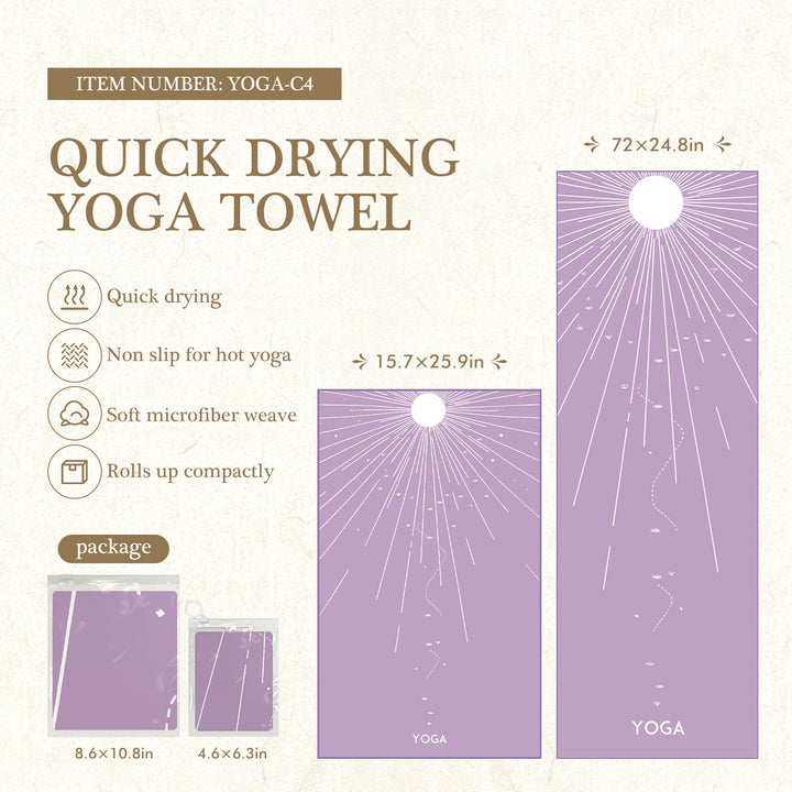 Quick-Drying Non-Slip Microfiber Yoga Towel with Mandala Grip Pattern Bowlift