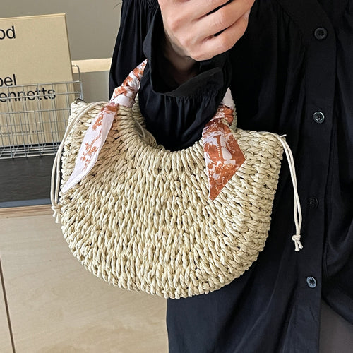 Handcrafted Woven Straw Shoulder Bag
