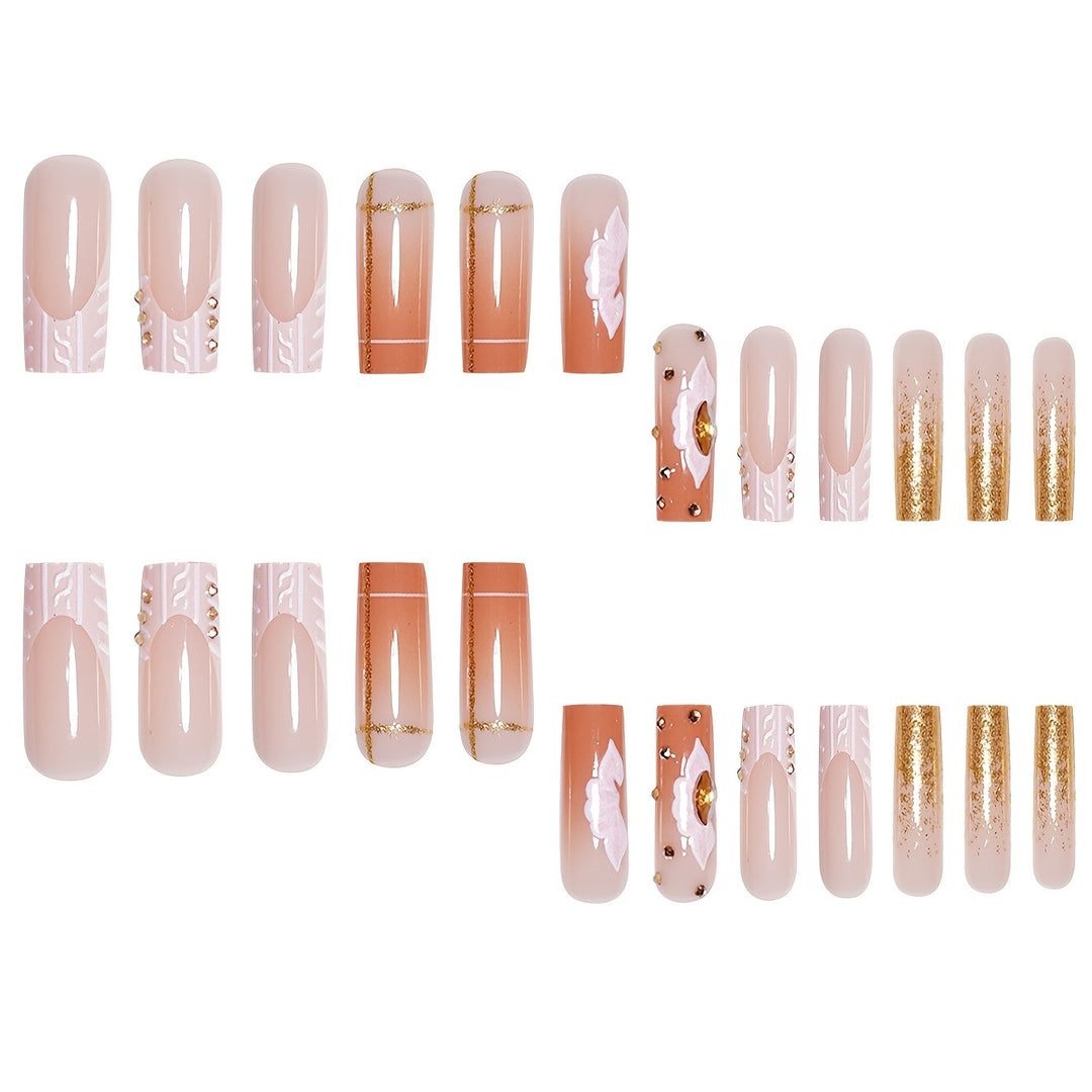 Glamorous Floral Embellished Press-On Nail Art Bowlift