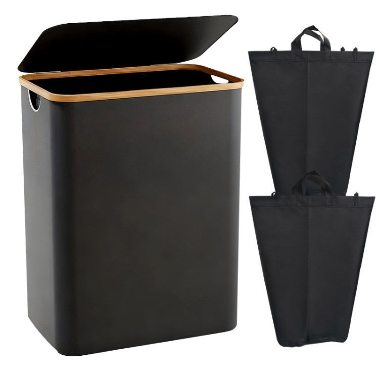 Laundry separation system with bamboo lid and multiple compartments Bowlift