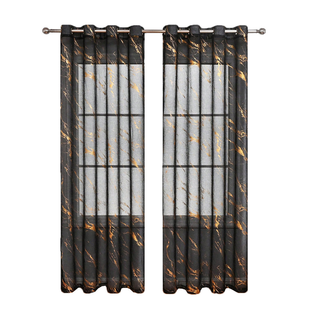 Elegant Marble Print Sheer Window Curtain