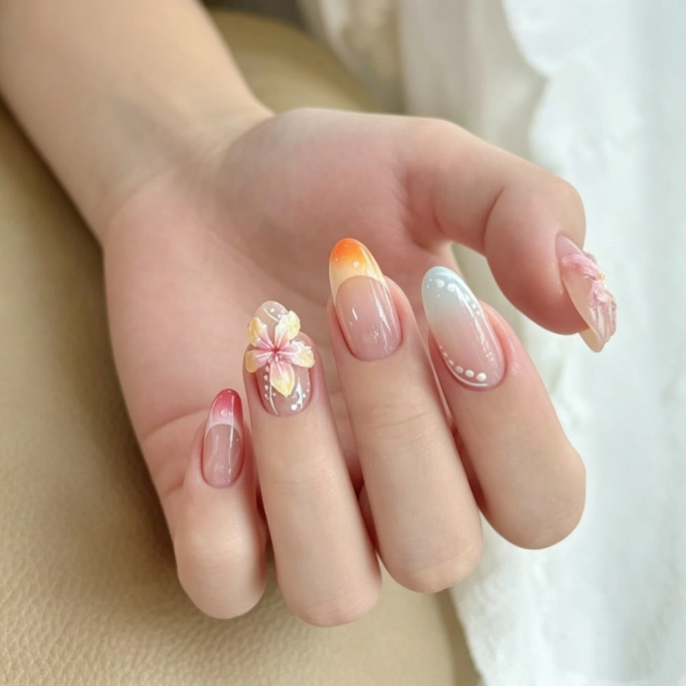 Floral Decorative Press-On Nails Set Bowlift