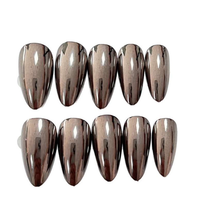 Glossy Black Stiletto Press-On Nails Bowlift