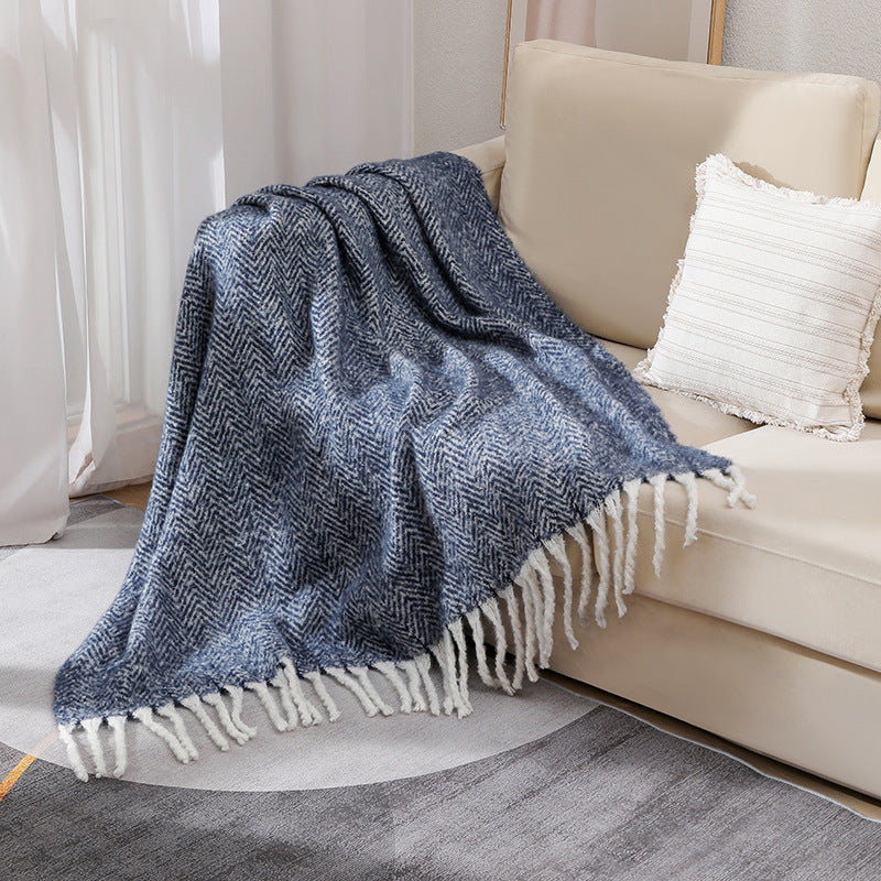 Stylish Herringbone Throw Blanket