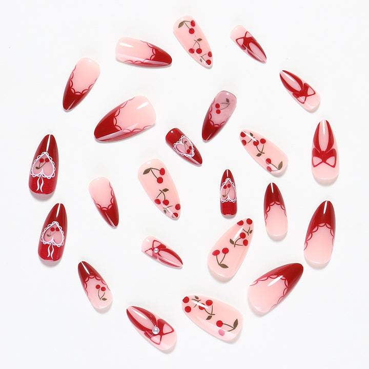 Creative nail set with romantic heart and bow accents Bowlift