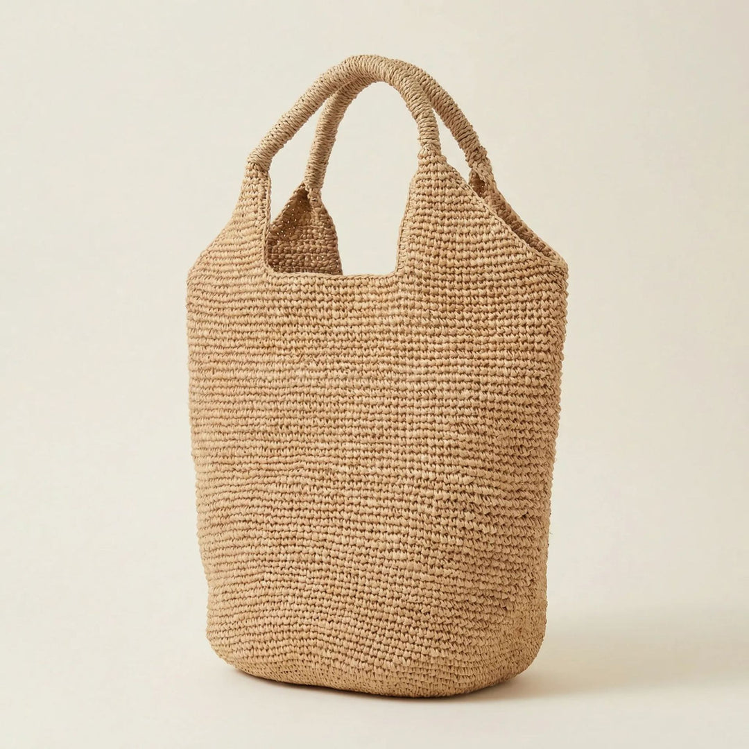 Beach bag made of natural raffia with practical handles Bowlift