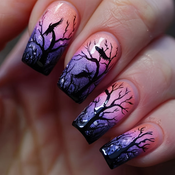 Creative nail art with mystical autumn forest design Bowlift