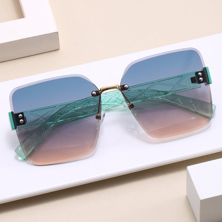 Women oversized square sunglasses with fashionable decor Bowlift