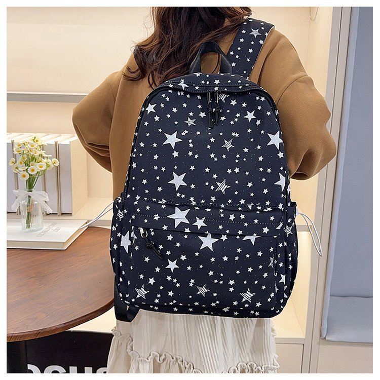 Backpack with Sparkling Star Motif and Charming Pendant Bowlift