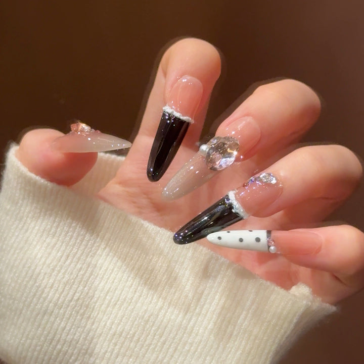 Glamorous Crystal-Studded Stiletto Press-On Nails Bowlift