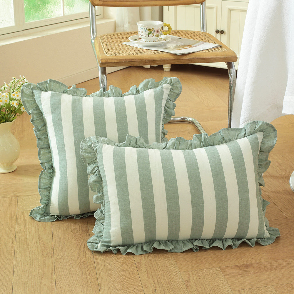 Decorative Ruffled Striped Pillow
